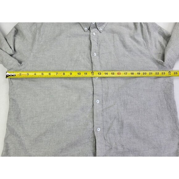 Rag Bone Size XL Men Gray Flannel Button Down Embroidered Logo Long Sleeve Shirt - Picture 3 of 12